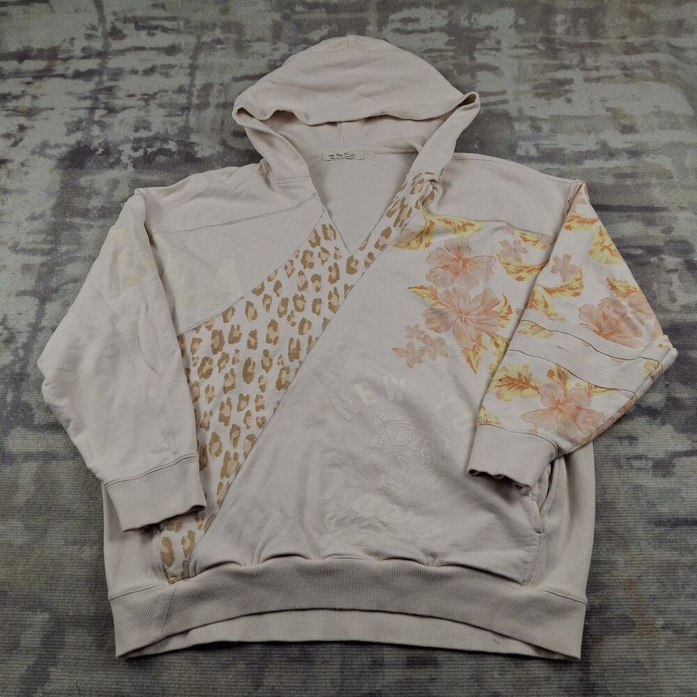 Free People We The Free Tigers Hoodie Womens Large Patchwork Mixed Print Boho